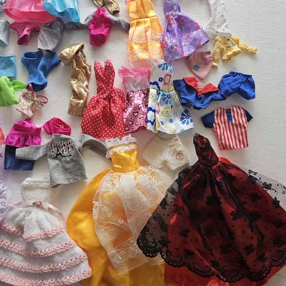 Barbie Doll Dress Collection Pink, Blue, Yellow, Red Lot Bundle Clothes Dresses - Picture 4 of 11